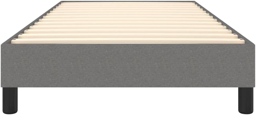 Twin XL Bed Frame Dark Grey Fabric Polyester Platform with Sturdy Plywood Engineered Wood slatted Foundation for Mattress Support Easy Assembly Modern Minimalist Bedroom Furniture