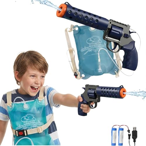 Image of VikriDA Electric Water Gun with Free Extra Rechargeable Battery, Powerful Holi Pichkari Up to 20-30 FT Long Range, 1800CC Capacity Super Water Blaster Summer Toys for Holi - Blue