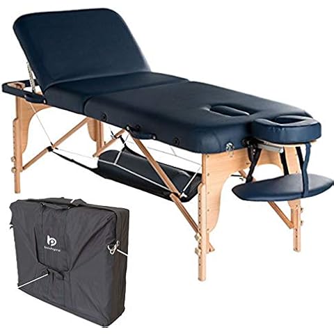 BodyPro® Deluxe Liftback Professional Quality Massage Table - 7CM High Density Foam + Breathe Hole + Adjustable Contoured Face Cushion + Side Arms + Reiki Panels + Carry Case + Storage Shelf - 15Kg Cover