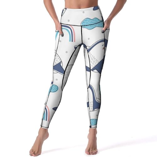 Legging femmes drôle de pingouin à taille haute pour le yoga et fitness en taille S