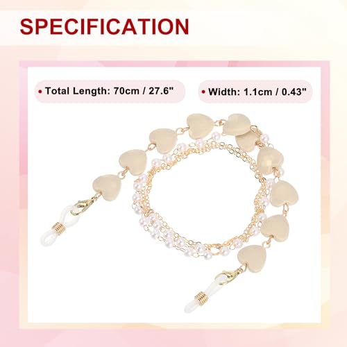 Image of uxcell Beads Eyeglass Chain, Pearl Glasses Strap Eyewear Retainer Chain Around Neck Sunglass Holder for Girls Women