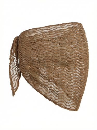 Image of ZAFUL Sarong Coverups for Women Beach Vacation Fishnet See Thru Tie Side Bathing Suit Cover Up Mini Skirt