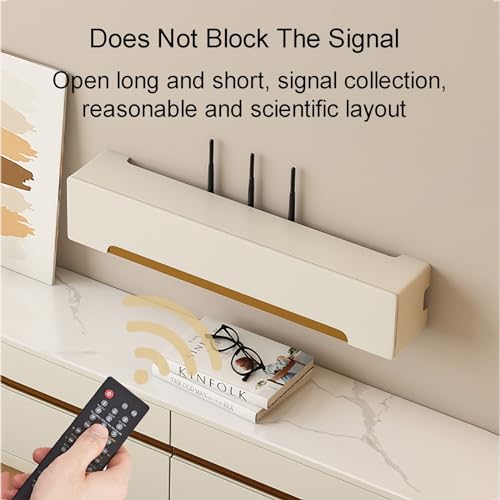 Étagère murale pour routeur Wi-Fi noire de 80 cm avec rangement multiprise - 5