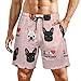 Men & Boys Fit Swim Trunks for Beach Athletic Hiking Quick Dry Drawstring Essentials Half Pants with Pockets Lining, Beachwear I Love French Bulldogs Cute Fashion Swim Trunks