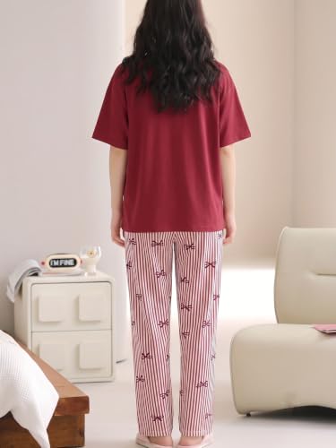 Image of Louis Luxe Cotton Blend Womens Korean Night Dress || Full Pyjama Set || Korean Nightsuit || Women Nightwear ||Round Neck Full Sleeve Nightsuit || Loungewear || Everyday Nightdress (ND-09)