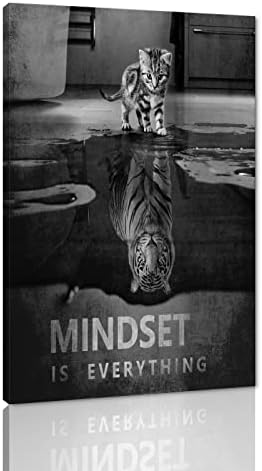 Mindset is Everything Inspirational Positive Office Wall Art Motivational Framed Office Quote Verbs Wall Art Paintings Pictures Modern Home Workplace Classroom Decor Framed Ready to Hang-12″Wx18″H