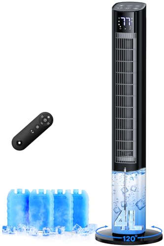 Image of 44 inch Windowless Portable Air Conditioners w /4 Modes & 3 Speeds,12H Timer, 4L Tank for 24H Cooling Evaporative Air Cooler, 4 Ice Packs,17Ft Remote, 120 Oscillating Swamp Cooler Air Conditioner