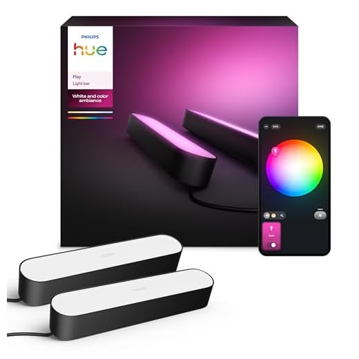 Philips Hue Play White and Color Ambiance Barre lumineuse LED connectée, Pack de 2, unité de base, Barre LED pour TV et gaming (Compatible avec Alexa, Google Assistant et Apple HomeKit), Noir