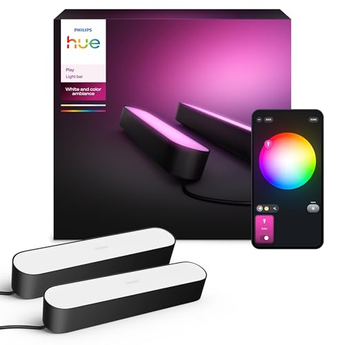 Philips Hue Play White and Color Ambiance Barre lumineuse LED connectée, Pack de 2, unité de base, Barre LED pour TV et gaming (Compatible avec Alexa, Google Assistant...