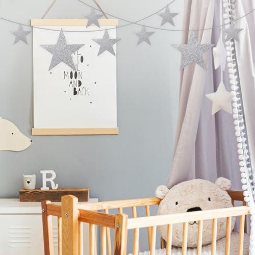 24 peças de papelão prata estrelas brilhantes recortes de estrelas para decoração de festa, 4 tamanh