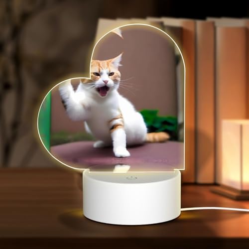 POEZJZW Fist Shaking Cat Pattern Heart Shape Acrylic Night Light with USB Cable Adjustable 3 Colors for Restaurant Bar Cafe POEZJZW Fist Shaking Cat Pattern Heart Shape Acrylic Night Light with USB Cable Adjustable 3 Colors for Restaurant Bar Cafe