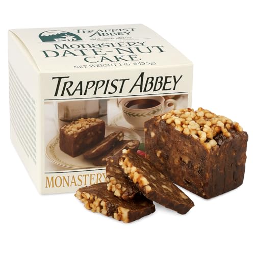 Trappist Abbey Monastery Date - Nut Cake 1lb Premium Traditional Fruit Cake with Walnuts & Candied Fruit Mix - Authentic Holiday Dessert Gift
