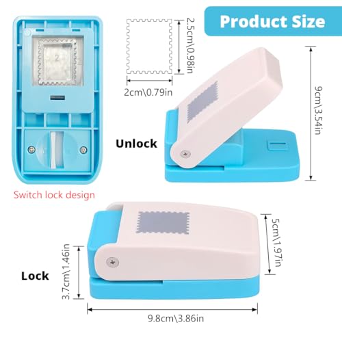 Image of Serplex Postage Stamp Hole Punch (NOT Included Scrap Papers), 1X0.8inch Rectangular Postage Stamp Puncher, Stamppunches for Paper Crafts Lever Craft Cutter Hole Puncher for Scrapbooking Journaling
