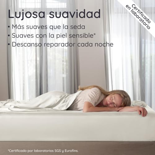 Miniatura 5 de Bambaw Sabana Bajera De Bambu 160x200 Cm, Bolsillo De 35 Cm, Sábanas Antiácaros Y Hipoalergenico Para Cama 160, Ropa De Cama Refrescante Y Antisudor, Certificado Oeko-Tex Beige