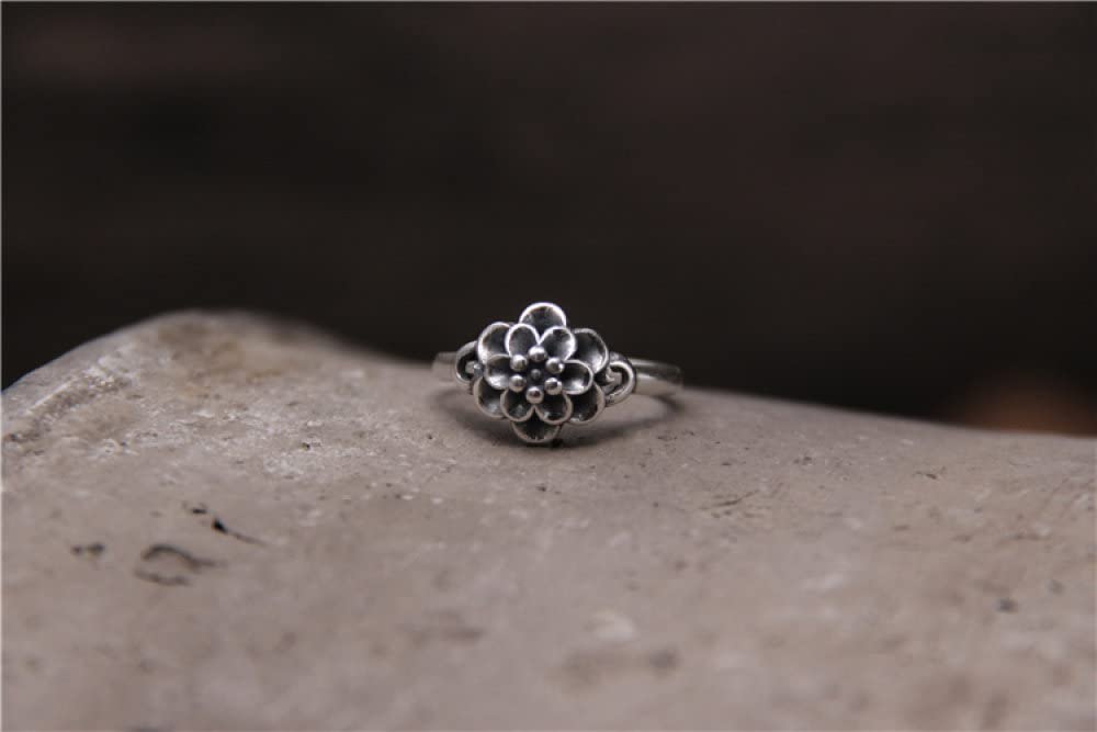 Ring Aus 925Er Sterlingsilber, Sterling Silber Ringe Frauen 925 Kleine Blume Verstellbare Ringe Retro-Kunst Verstellbare Sterling Kleid Ringe Verlobungsring Geschenke Für Männer Mädchen Frau Ewig