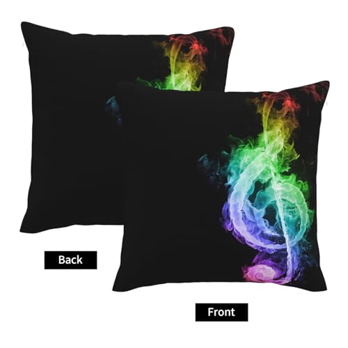 Taies d'oreiller imitation lin notes de musique multicolores housses de coussin - 4