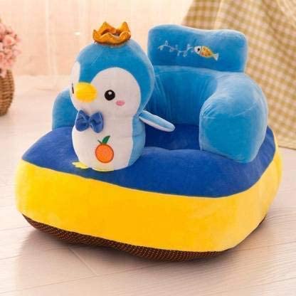 Image of AVS Cute Penguin Design Baby Sofa Seat Plush Cushion Sofa Cum Bed and Soft Rocking Chair Comfort Baby Supporting Seat Soft Plush Cushion and Chair for Kids (Blue)