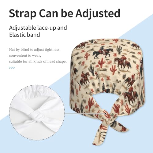 Image of Working Cap Scrub Cap with Sweatband | Adjustable Nurse Surgical Caps, for Men Women, Tie Back Hat