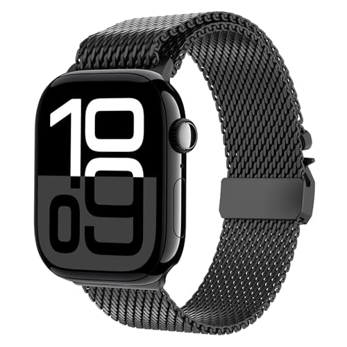 Correa de Titanio para Apple Watch Ultra 3/2/1 49mm, Pulsera Milanese Loop, Hebilla Paracaídas Correas Titanio para Apple Watch 49mm 46mm 45mm 44mm 42mm(Serie 3 2 1), Series 11/10/9/8/7/6/5/4/3/2/1/SE