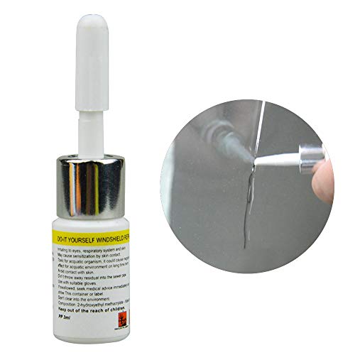 AWFAND Auto Herramienta de reparación de Parabrisas, con 5 películas curadas, Kit de reparación de Resina, para Parabrisas de Cristal de Auto arañazos, astillas y Grietas