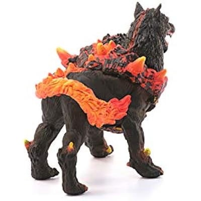 Schleich Eldrador Creatures - 7 Hell Hound Dog Figurine - Fire Monster Figure for Boys and Girls for Imaginative Play - Durable Beast Animal Toys for Kids - Cerberus Toy for Children Ages 7+ | 42451