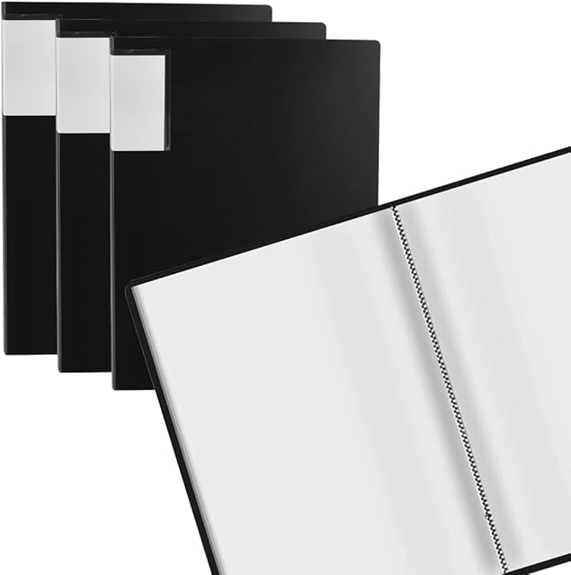 CAEEKER 3 PCS A4 Display Book Folder 40 Pocket Document Presentation Folder Wallet Presentation Project Folder Display Folder Document Folder with Plastic Sleeves for Individuals School Office, Black