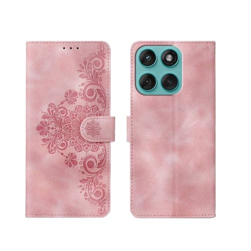 Image of amazon basics Moto Edge 60 Fusion 5G Flip Cover | Card Pockets Wallet & Stand | Flip Cover for Moto Edge 60 Fusion 5G (Pink Flower)