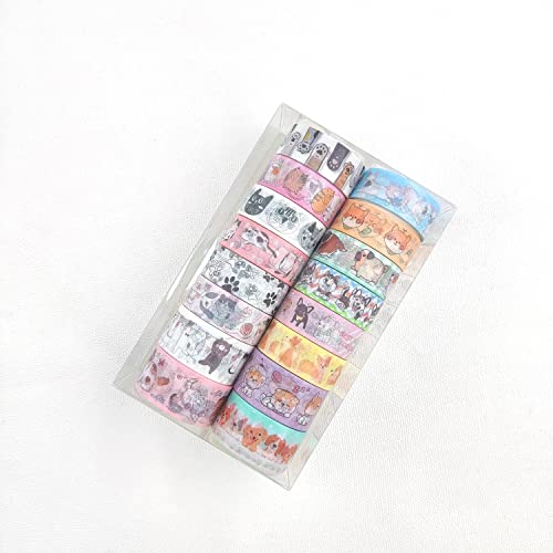 Maartla Conjunto de 16 Rolos de Fita Washi de Animais de Estimação Cortados, Fita Adesiva Washi de A