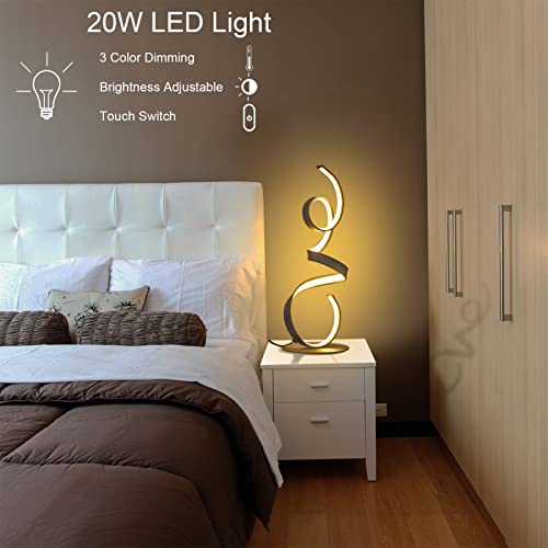 Aooliwang 20W 3 Colors Dimmable Led Table Lamp 21.4 Inch Bedside Lamps With Touch Switch For Living Room,Bedroom (Black) #TOP3