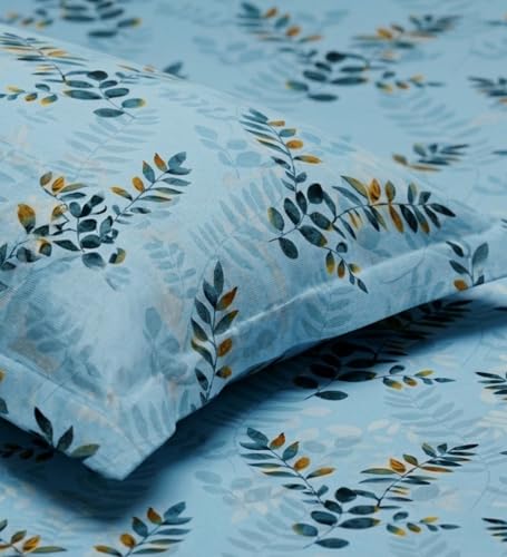 Image of Mafatlal 186 TC Metro Cotton Double Bed Bedsheet | 90x100 Inch|Soft, Breathable & Lightweight | Includes 2 Pillow Covers| Nordic Blue 1