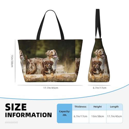 Sac de plage berger australien brun grand format à anses robustes