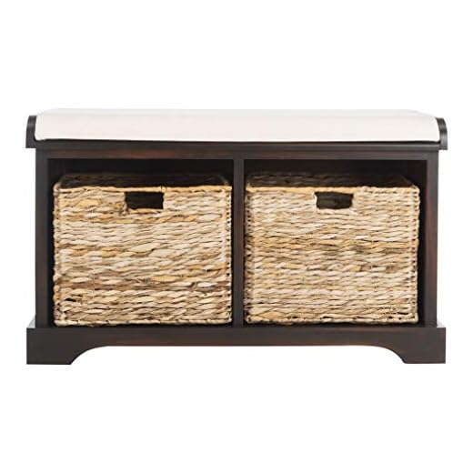 Freddy Brown Storage Bench with Wicker Baskets