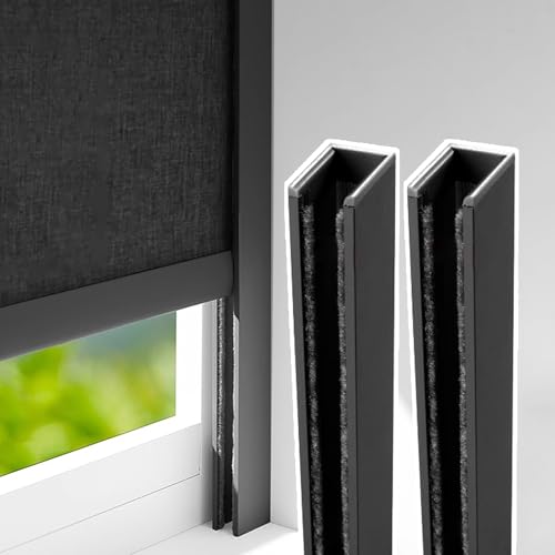 2pcs Light Blocking Strips for Blackout Roller Blinds, U-Shaped Side Rail Track, Home Theaters/Nursery Light Blockers