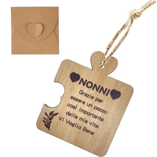 jenich Regalo Festa dei Nonni Regalo per Nonni Regalo Nonna Natale Regalo Nonno Compleanno Idee Regalo da Nipoti Nipote per Anno Nuovo San Valentino Nonna Nonno Biglietto Auguri in Legno Nonni