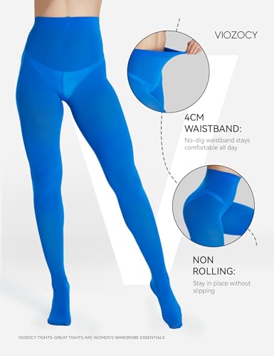 2 Pairs Women's 80D Opaque Tights, Soft Run-Resistant High Waisted Pantyhose, Solid Color Tights With 28 Colors3