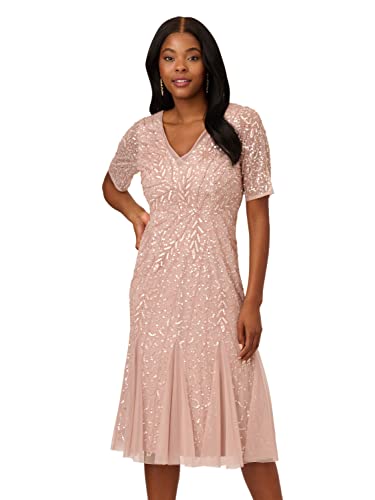 Image of Adrianna Papell Women's Beaded Midi Dress with Godets