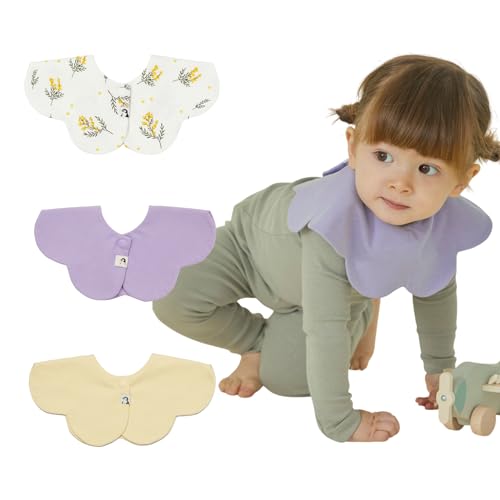 [Konny] Rj[X^C 3Zbg Baby Bib 360°[O 悾ꂩ zE Vv ̎q j̎q xr[R[f oYj  v[g 3-1(Yellow, Mimosa, Lavender)