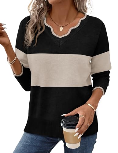 OFEEFAN Winter Sweaters for Women V Neck Cozy Sweaters for