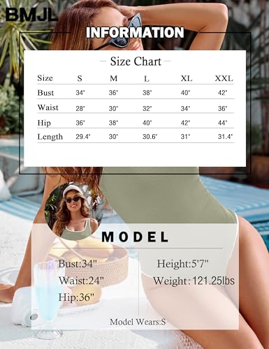 Image of BMJL Women's One Piece Swimsuit Sports Adjustable Strap Bathing Suit Color Block Ribbed High Cut Swimsuits