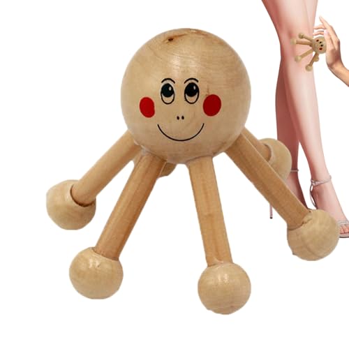 Spider Leg Handheld Massager - Wooden Scalp Massager, 6 Point Scalp And Body Massage Tool | Wooden Compact Manual Relaxing Massagers For Head, Back, Waist And Legs, Portable Stress Relief Device For W