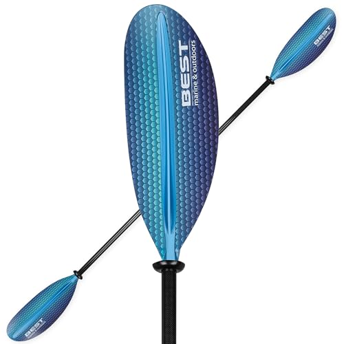 Best Marine and Outdoors Paleta de kayak, eje de fibra de carbono y cuchillas de polipropileno reforzadas con fibra de vidrio, paletas ligeras para adultos