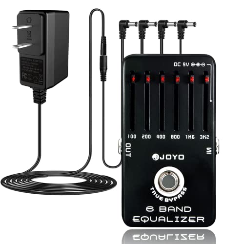 JOYO JF-11 EQ 6-Band Equalizer Pedal Bundle with DC 9V Pedal Power Supply (800mA -1A) AC Adapter