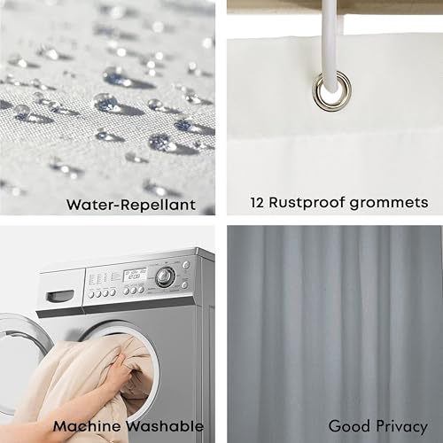 Rideau de douche avec 12 crochets pour baignoire familiale lavable - 8