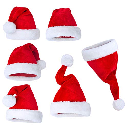 Pack 6 Piezas de Gorros de Papá Noel, Sombrero Unisex de Tela...