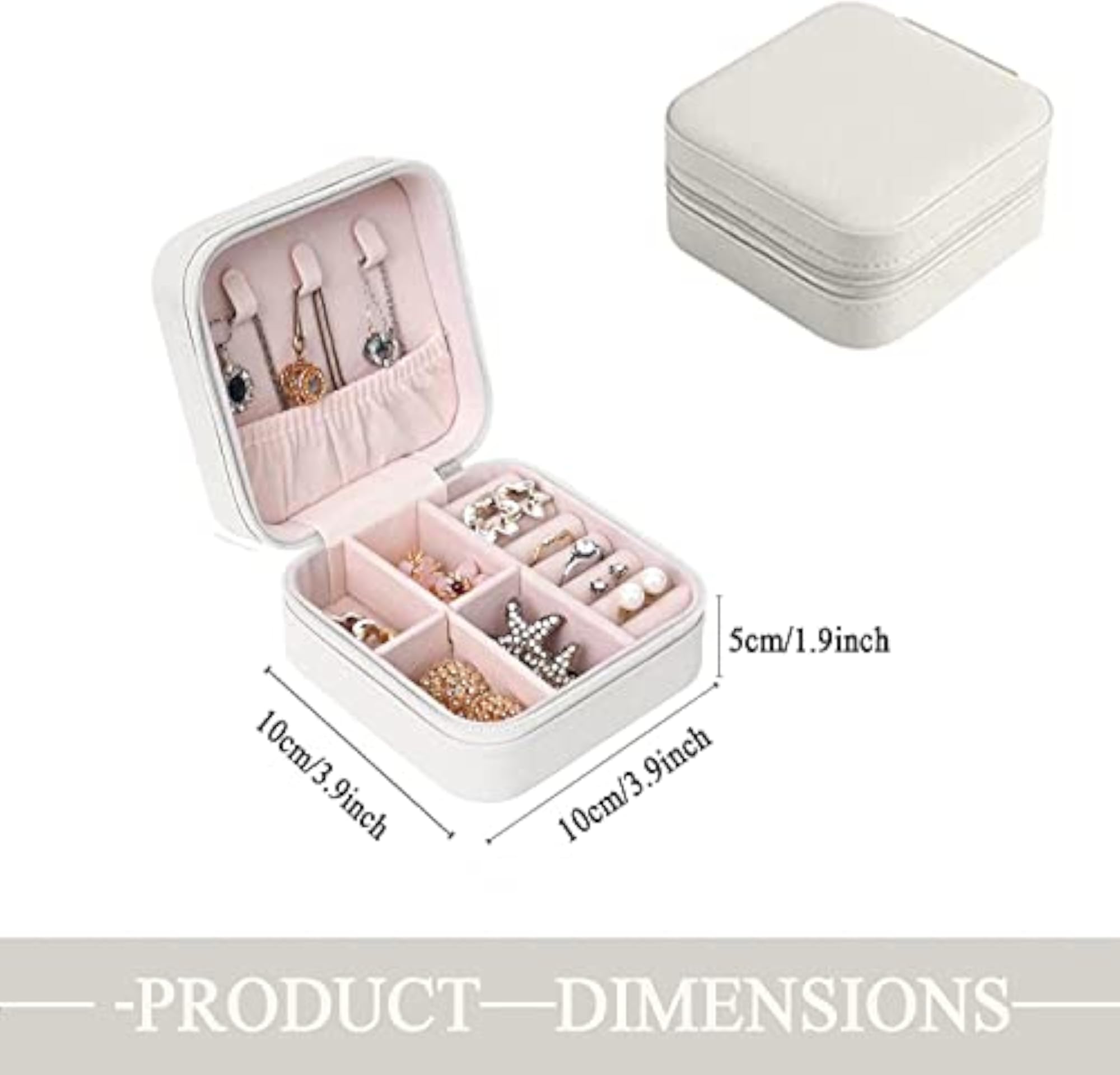 Faux Leather Jewellery Organiser Box, White