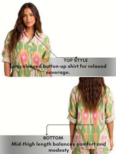 Image of Leriya Fashion Western Summer Co ord Set for Women Stylish | Western Pajama Set & Night Suit Travel Outfit | Casual Boho & Night Dress | Printed Pyjama Set for Goa Vacations Beach Outfits