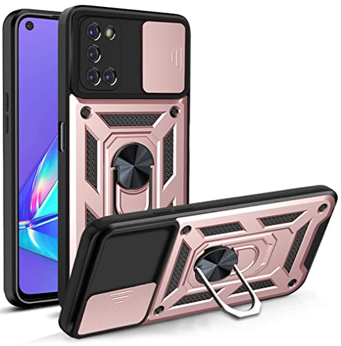 bojioderf Compatible with Samsung Galaxy A21s Case,Compatible with Samsung Galaxy A21s SM-A217 Magnetic Bracket [PC+TPU] 2 in 1 Slide Lens Pink