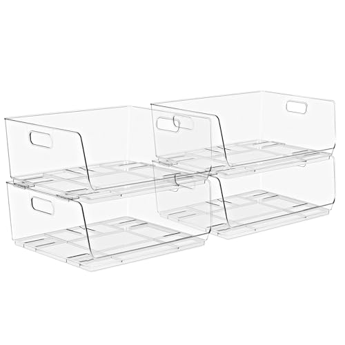 Sorbus Stackable Storage Bins Open Front - Clear Stackable Storage