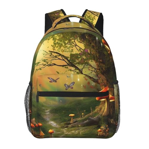 Forest with Fairies Butterflies Elves Travel Backpack for Women Men 15.6 inch Laptop Backpack Casual Work Business Daypack