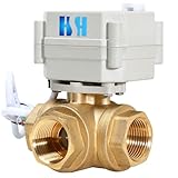 HSH-Flo 3 Way 3/4 inch 12V/24V AC/DC L Type Auto Return Brass Electrical Position Feedback On/Off Motorized Ball Valve